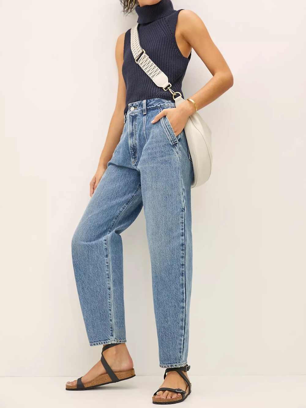 AGOLDE Balloon Baggy Darted Curved Taper Jeans Ankle High Rise Blue Size 23 - Picture 2 of 10